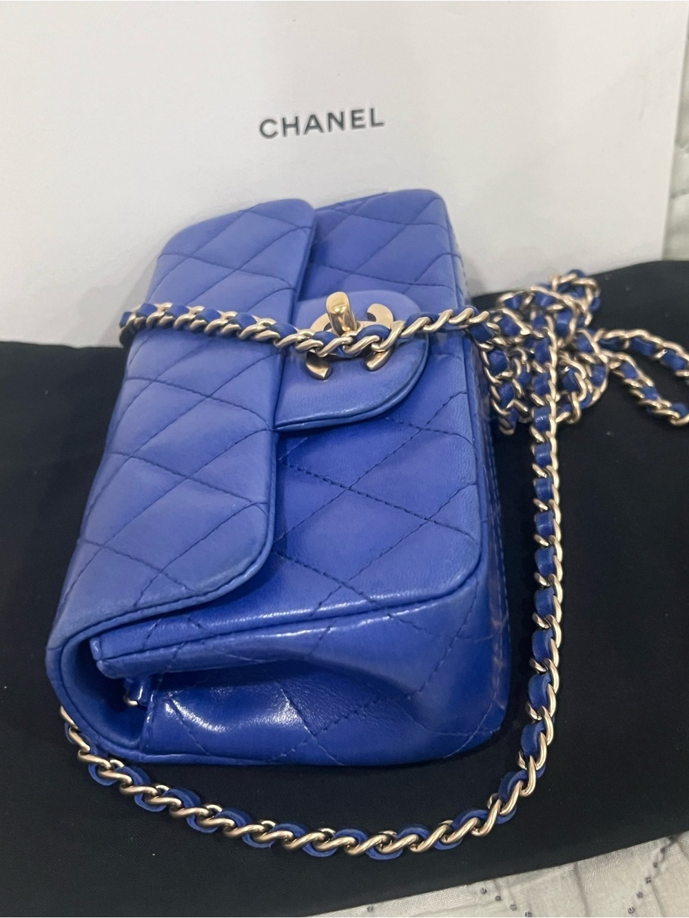 💙💙Chanel Quilted Lambskin Extra Mini Rectangular Flap Bag - Picture 10 of 12